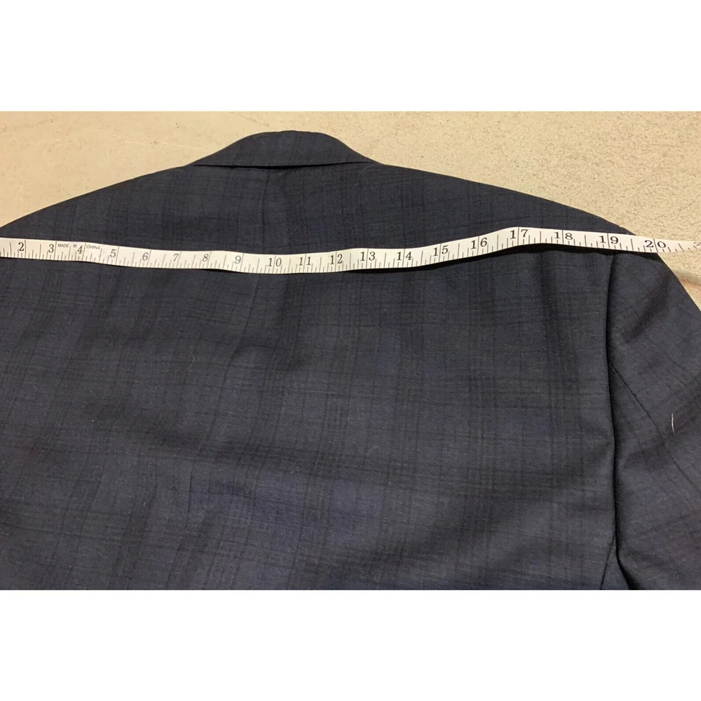 ItalUomo Mens Sports Coat Size 42L Guiseppe Navy Plaid Wool Office Academia